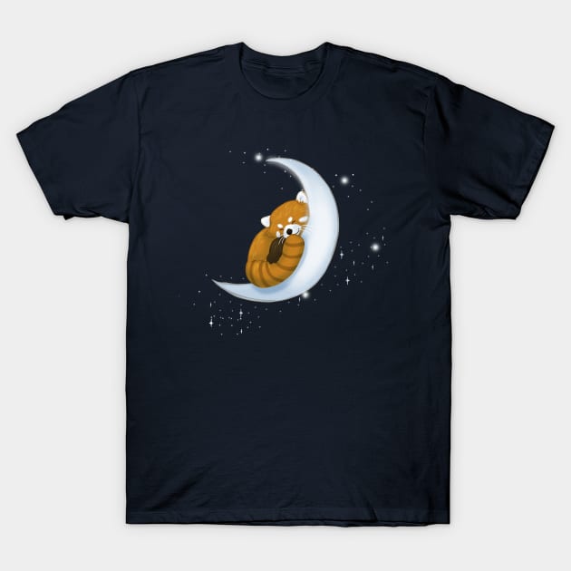 Sleeping Red Panda Moon T-Shirt by claudiecb